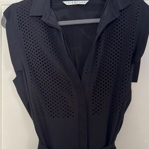 Trina Turk Black Perforated Sleeveless Top